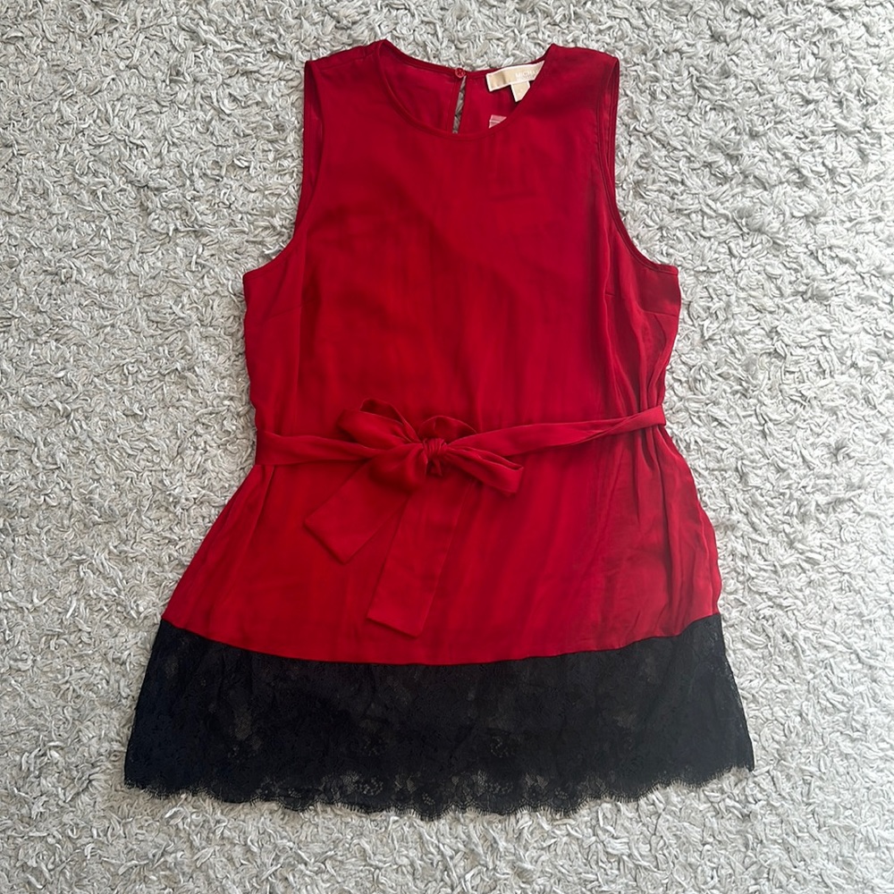 NWT MICHAEL Michael Kors Women's Lace Trim Sleeveless Tunic Blouse